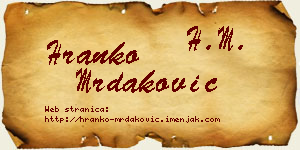 Hranko Mrdaković vizit kartica